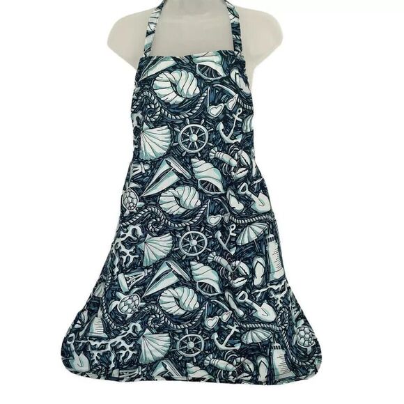 Vera Bradley 29017-11529 One Size Navy Shore Enough Nautical Print Kitchen Apron - Picture 1 of 4